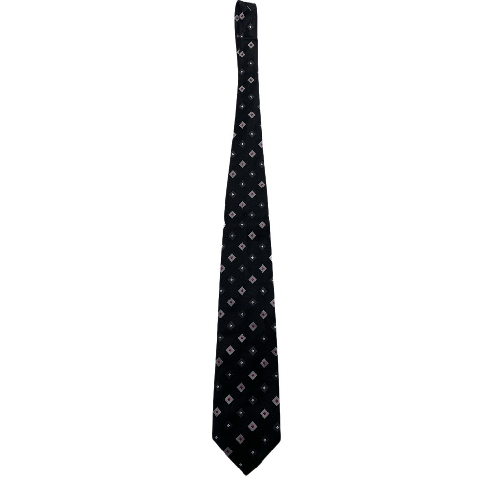 Bachrach 100% Silk  Diamonds Pattern Black Neck Tie NWT